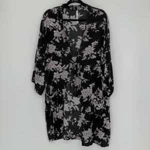 Spiritual Gangster Maya Kimono Black One Size Tie Open‎ Front 3/4 Sleeve